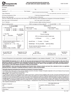 Employer Participation Application for Group Insurance