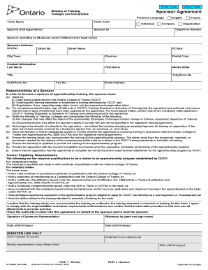 Ontario Apprenticeship Sponsor Agreement