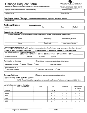 Employee Benefits Change Request Form