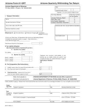 Arizona Quarterly Withholding Tax Return