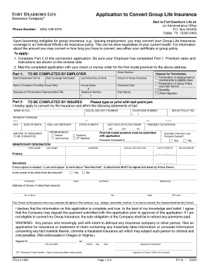 Fort Dearborn Life Insurance Conversion Application
