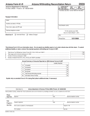 Arizona Form A1-R Withholding Reconciliation Return