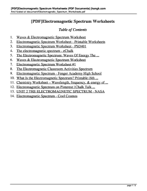 Electromagnetic Spectrum Worksheet