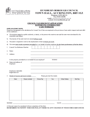 COUNCIL TAX DISCOUNT APPLICATION SUPPORTING INFORMATION