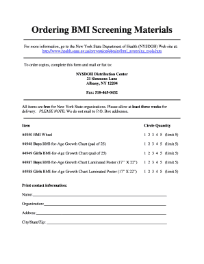 BMI Screening Materials Order Form