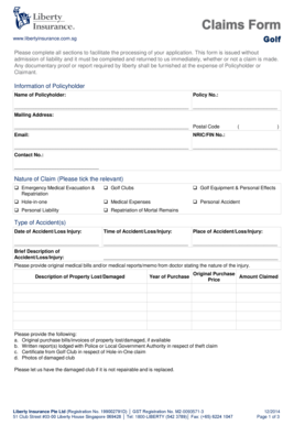Liberty Insurance Claim Form