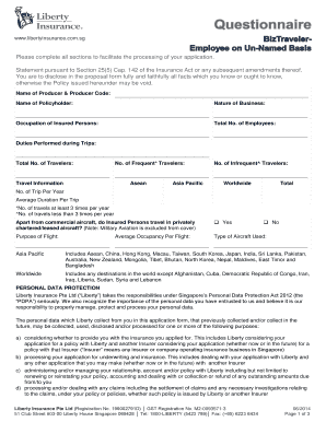 Singapore Travel Insurance Application Form