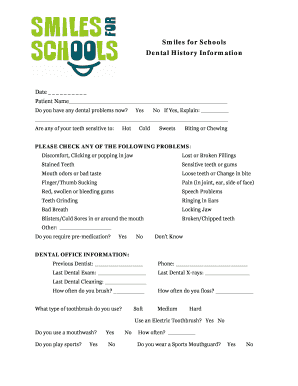 Dental History Information Form