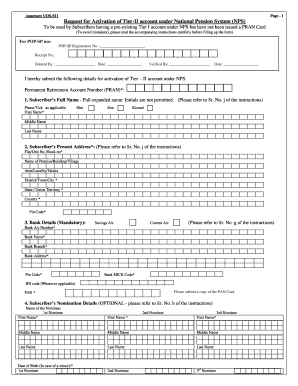 Request for Activation of Tier-II NPS Account