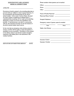 Medical Consent Form for Student Athletes