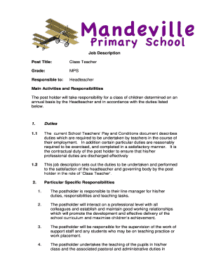 Class Teacher Job Description