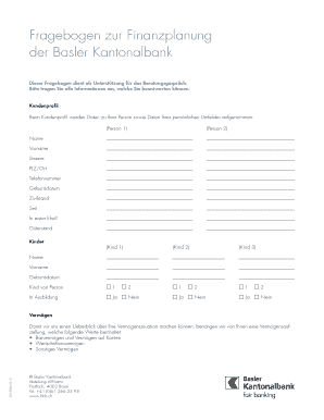 Fragebogen zur Finanzplanung