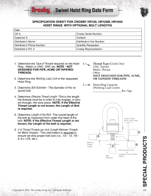 Crosby Hoist Ring Specification Sheet