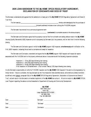 203K Loan Addendum to My HOME DPCCA Agreement