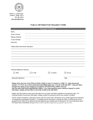 Texas Public Information Request Form