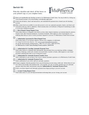 Switch Kit Checklist