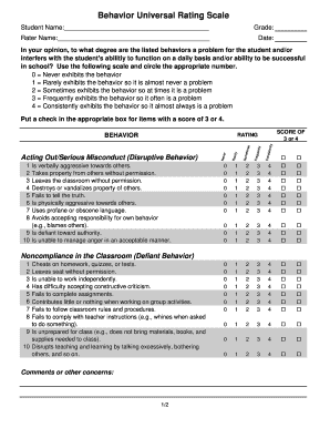 Behavior Universal Rating Scale