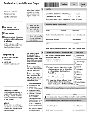 Tarjeta de Inscripción de Elector de Oregon