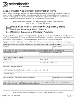Medicare Sales Appointment Confirmation Form