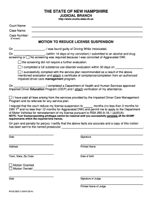 Motion to Reduce License Suspension