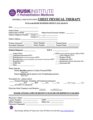Referral for Outpatient Chest Physical Therapy