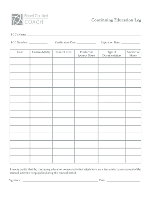 Continuing Education Log