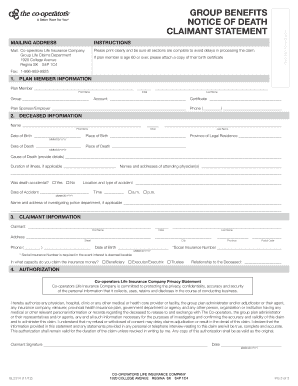 Notice of Death Claimant Statement