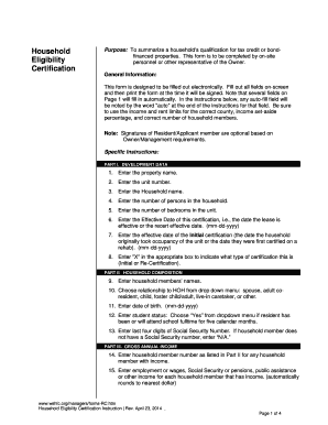 Household Eligibility Certification Form