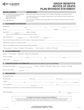 Group Life Insurance Death Claim Form