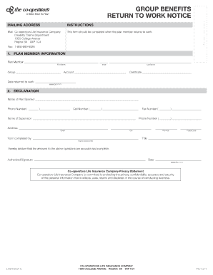 Return to Work Notice Form