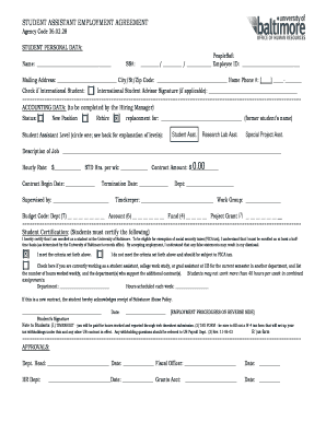Student Assistant Employment Agreement