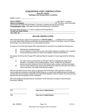 Acquisition Cost Certification