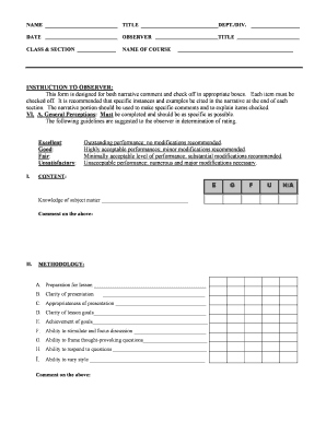 Teacher Evaluation Form