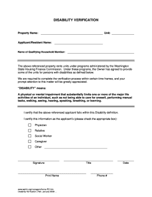 Disability Verification Form