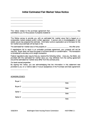 Initial Estimated Fair Market Value Notice