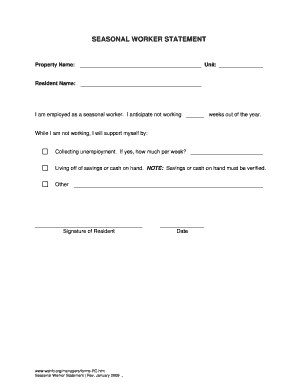 Seasonal Worker Statement