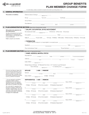 Group Benefits Plan Member Change Form