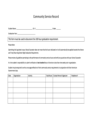 Community Service Record Form