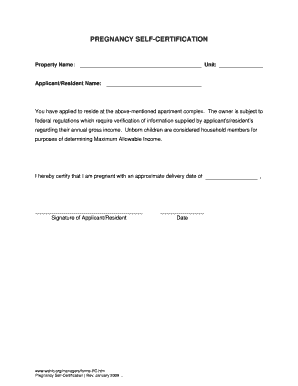 Pregnancy Self-Certification Form