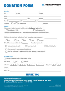 Victoria University Donation Form
