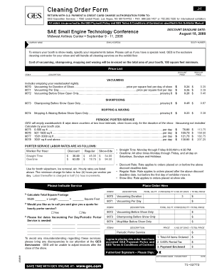 Cleaning Order Form J-1