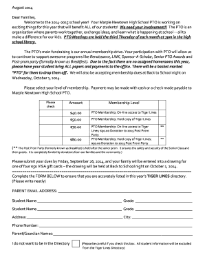 Marple Newtown High School PTO Membership Form