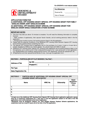 Singapore CPF Housing Grant Application Form