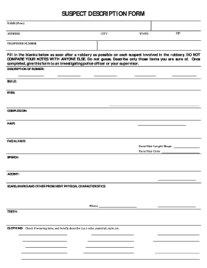 Suspect Description Form