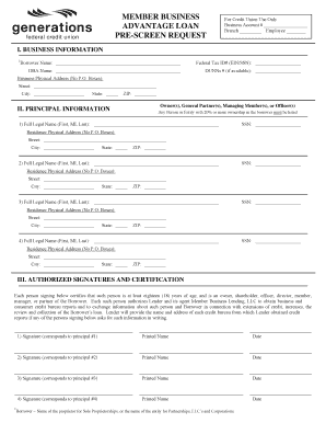 Advantage Loan Business Account Application