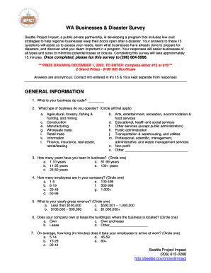 Washington Businesses Disaster Survey