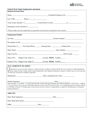 Federal Work Study Employment Agreement