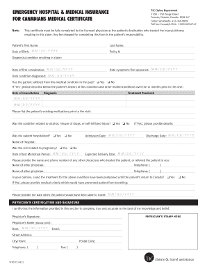 Medical Certificate for Insurance Claims