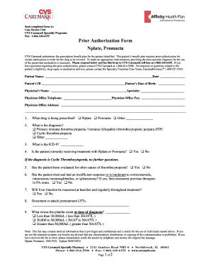 Prior Authorization Form for Nplate and Promacta
