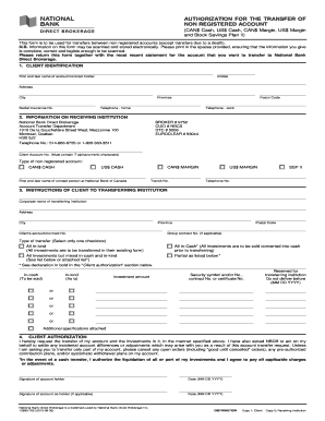 Authorization for Transfer of Non-Registered Account
